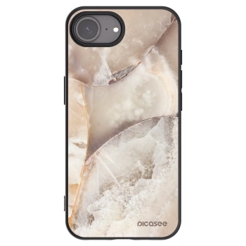 Picasee Apple iPhone 16e Hülle - Schwarzes Silikon - Cream marble