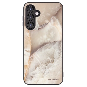 Picasee Samsung Galaxy A16 5G Hülle - Schwarzes Silikon - Cream marble