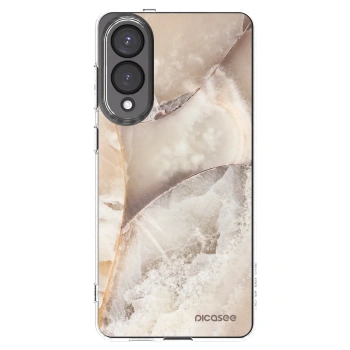 Picasee Samsung Galaxy S25 Edge 5G Hülle - Transparentes Silikon - Cream marble