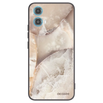 Picasee Motorola Moto G34 5G Hülle - Schwarzes Silikon - Cream marble