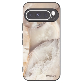 Picasee Google Pixel 9 Pro Hülle - Schwarzes Silikon - Cream marble