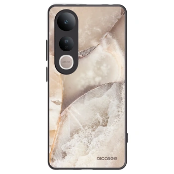 Picasee Vivo V50 Lite 5G Hülle - Schwarzes Silikon - Cream marble