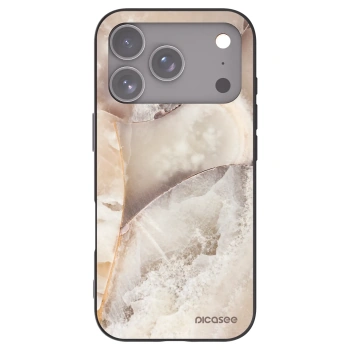 Picasee Apple iPhone 17 Pro Hülle - Schwarzes Silikon - Cream marble