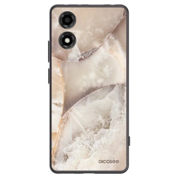 Picasee Motorola Moto E14 Hülle - Schwarzes Silikon - Cream marble