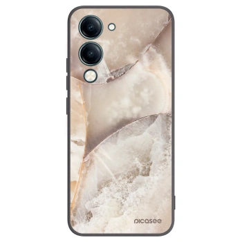 Picasee Vivo Y29s 5G Hülle - Schwarzes Silikon - Cream marble