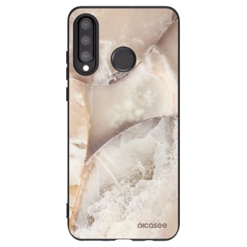 Picasee Huawei P30 Lite Hülle - Schwarzes Silikon - Cream marble