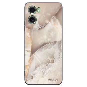 Picasee Motorola Moto G06 Hülle - Schwarzes Silikon - Cream marble