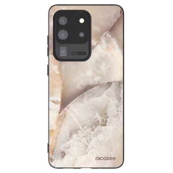 Picasee Samsung Galaxy S20 Ultra 5G G988F Hülle - Schwarzes Silikon - Cream marble