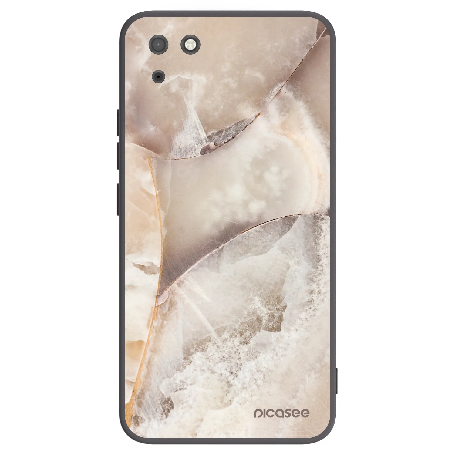 Picasee Huawei Y5P Hülle - Schwarzes Silikon - Cream marble