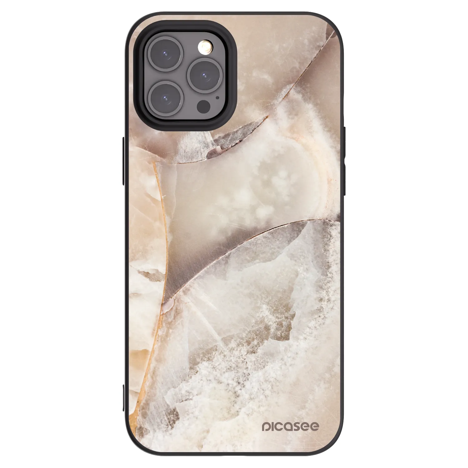Picasee Apple iPhone 12 Pro Max Hülle - Schwarzes Silikon - Cream marble