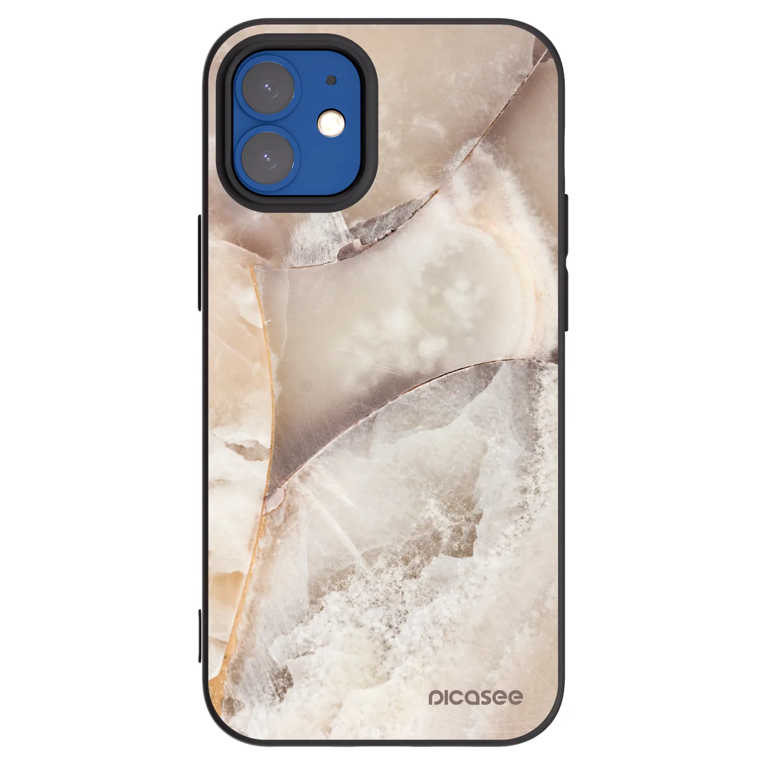Picasee Apple iPhone 12 mini Hülle - Schwarzes Silikon - Cream marble