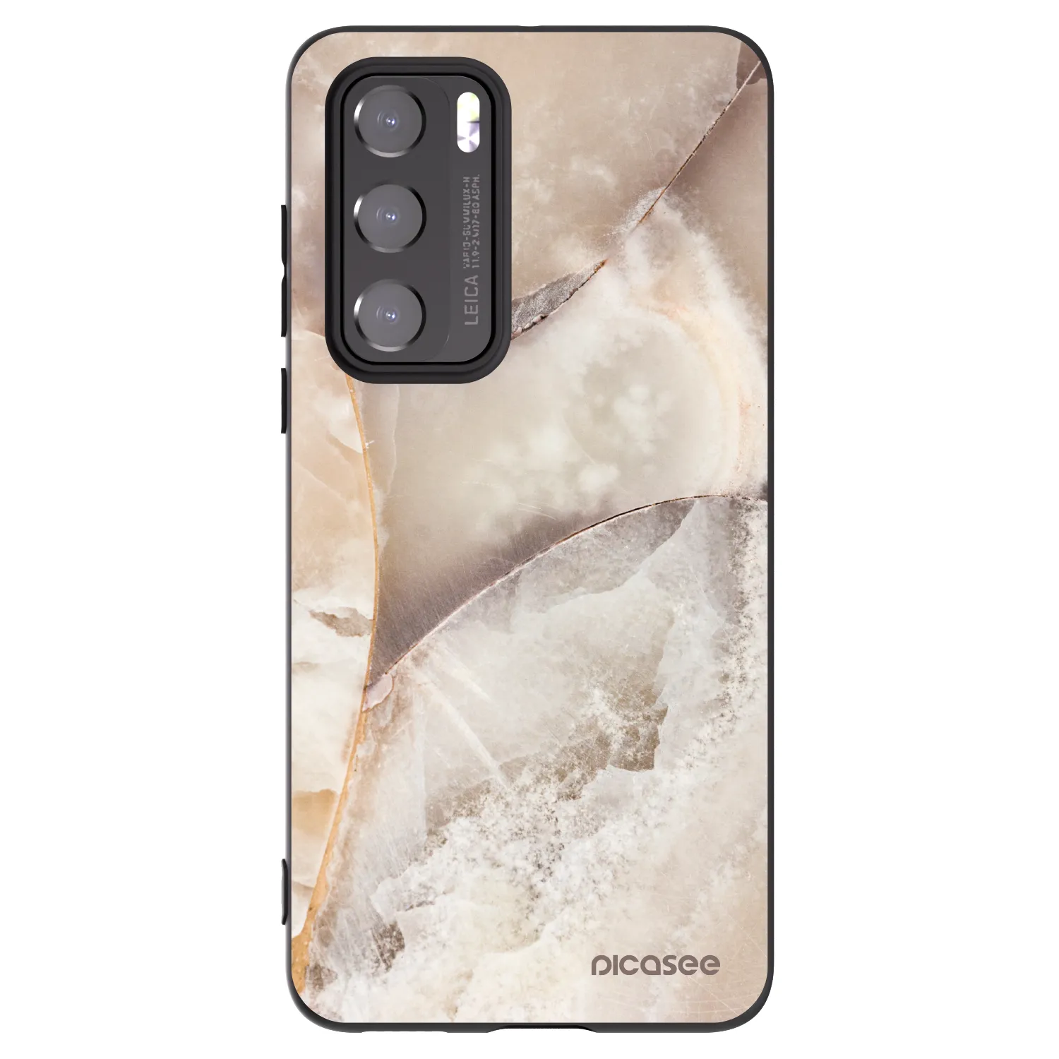Picasee Huawei P40 Hülle - Schwarzes Silikon - Cream marble