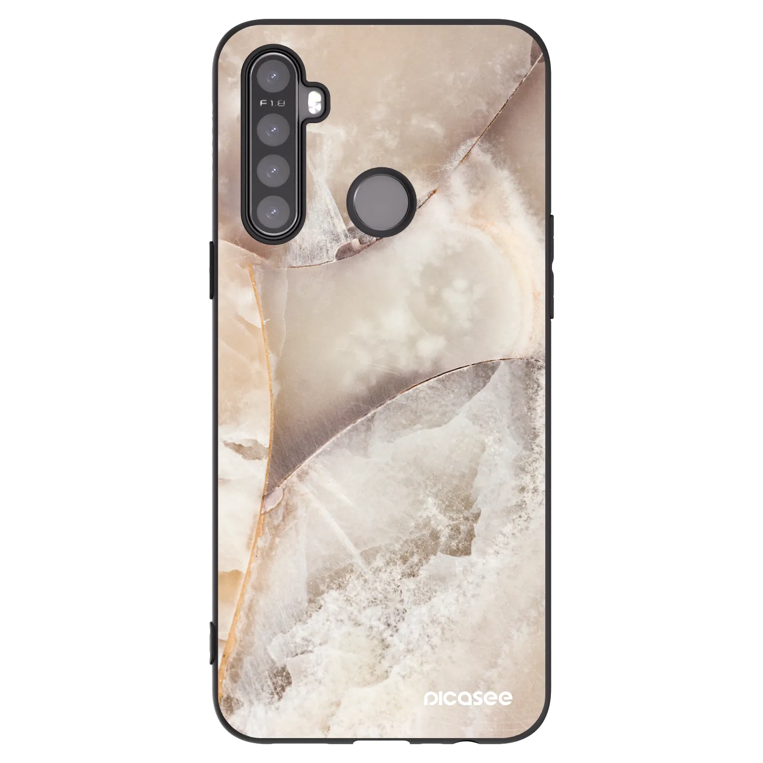 Picasee Realme 6i Hülle - Schwarzes Silikon - Cream marble