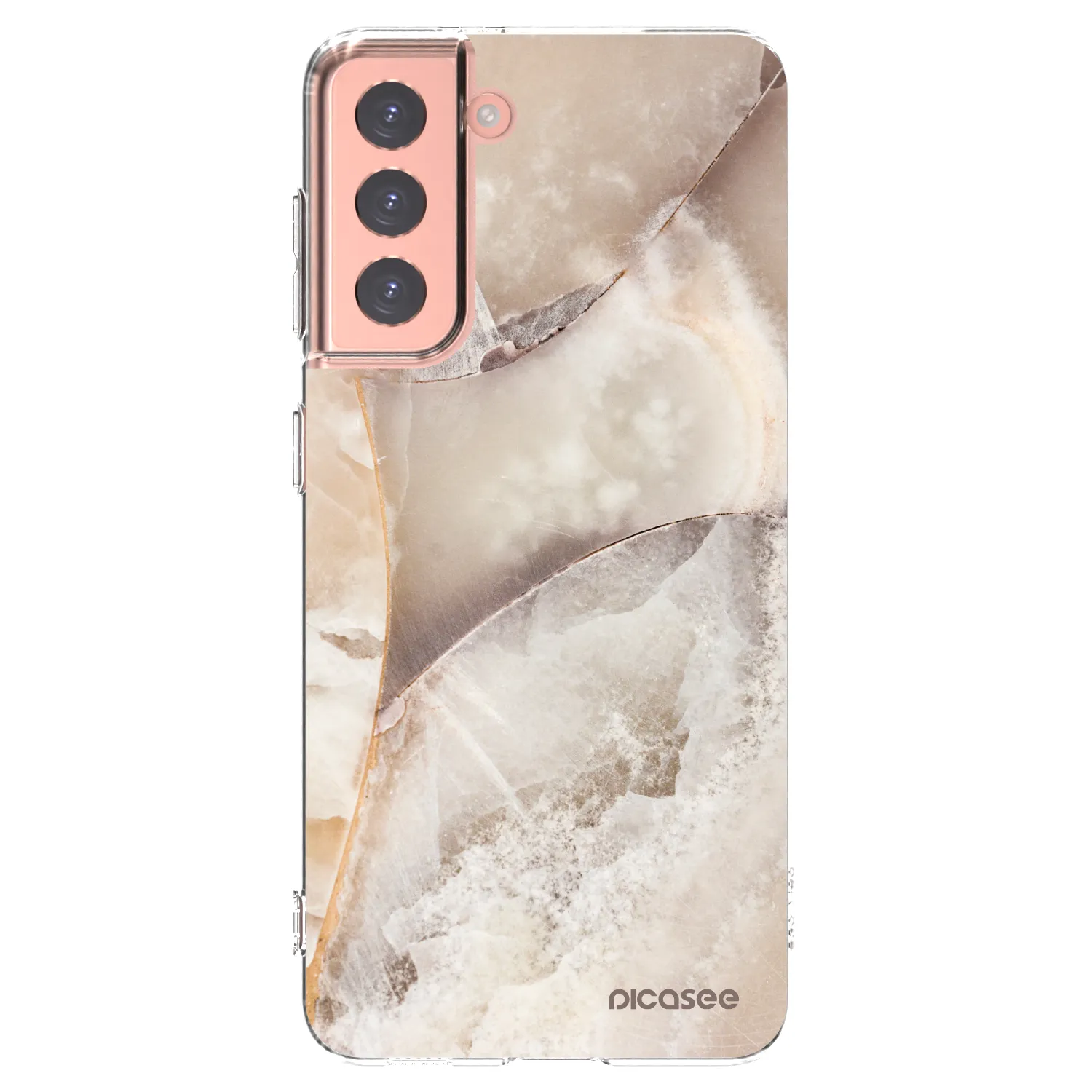 Picasee Samsung Galaxy S21 5G G991B Hülle - Transparentes Silikon - Cream marble