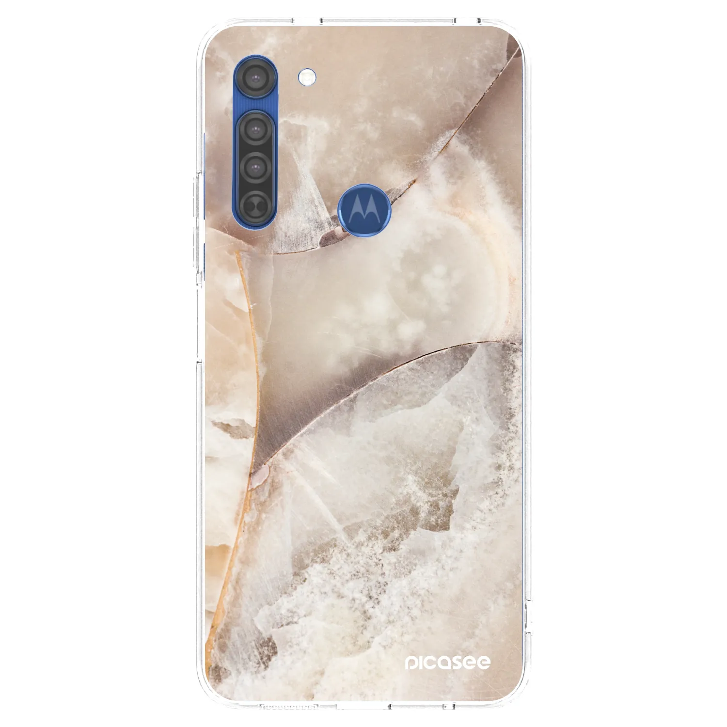 Picasee Motorola Moto G8 Hülle - Transparentes Silikon - Cream marble