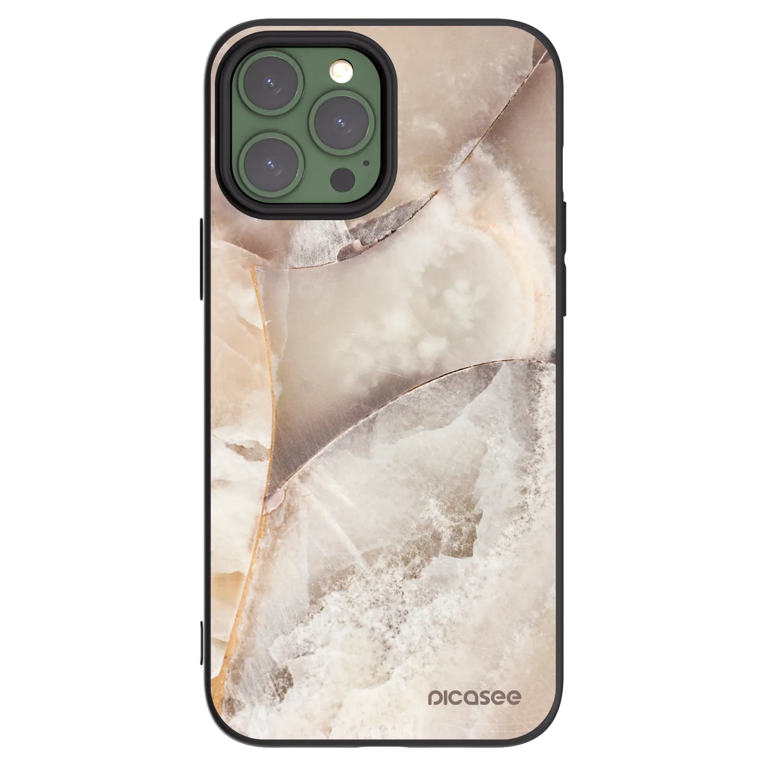 Picasee Apple iPhone 13 Pro Max Hülle - Schwarzes Silikon - Cream marble
