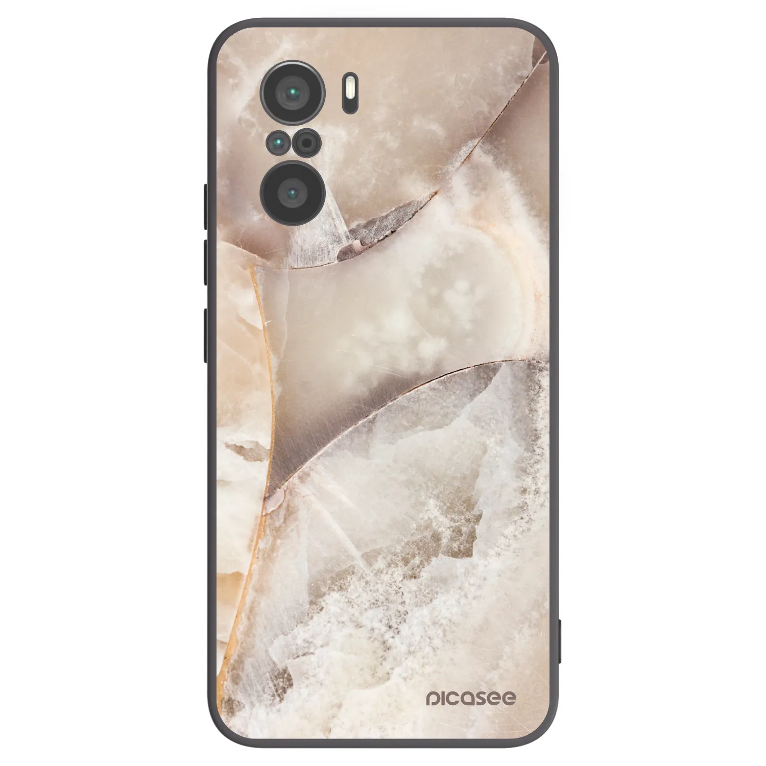 Picasee Xiaomi Poco F3 Hülle - Schwarzes Silikon - Cream marble