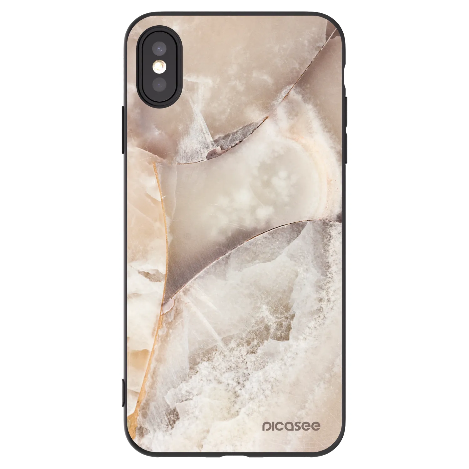Picasee Apple iPhone XS Max Hülle - Schwarzes Silikon - Cream marble