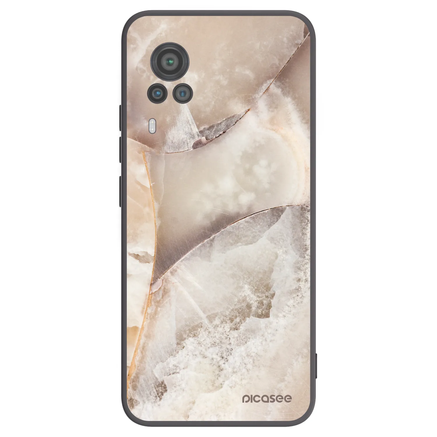 Picasee Vivo X60 Pro 5G Hülle - Schwarzes Silikon - Cream marble