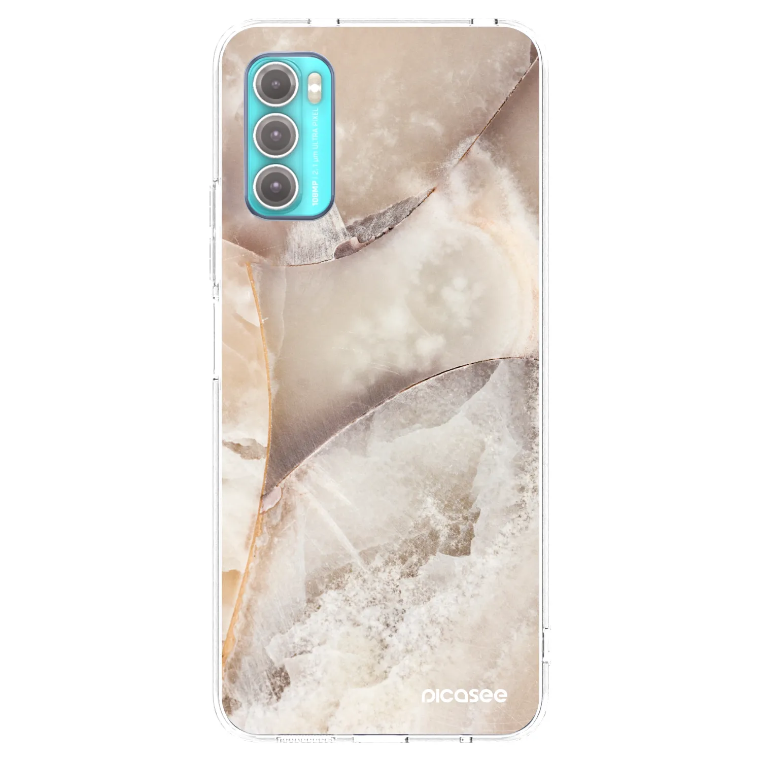 Picasee Motorola Moto G60 Hülle - Transparentes Silikon - Cream marble