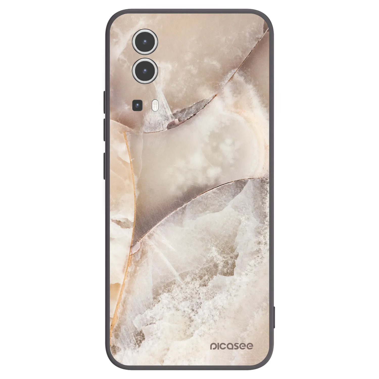 Picasee Vivo Y72 5G Hülle - Schwarzes Silikon - Cream marble