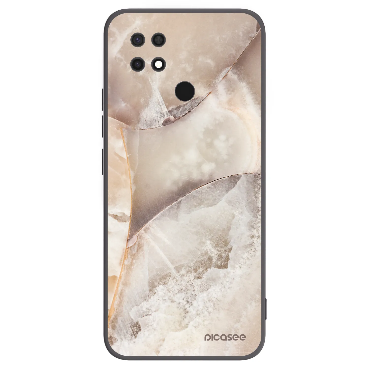 Picasee Xiaomi Redmi 10C Hülle - Schwarzes Silikon - Cream marble