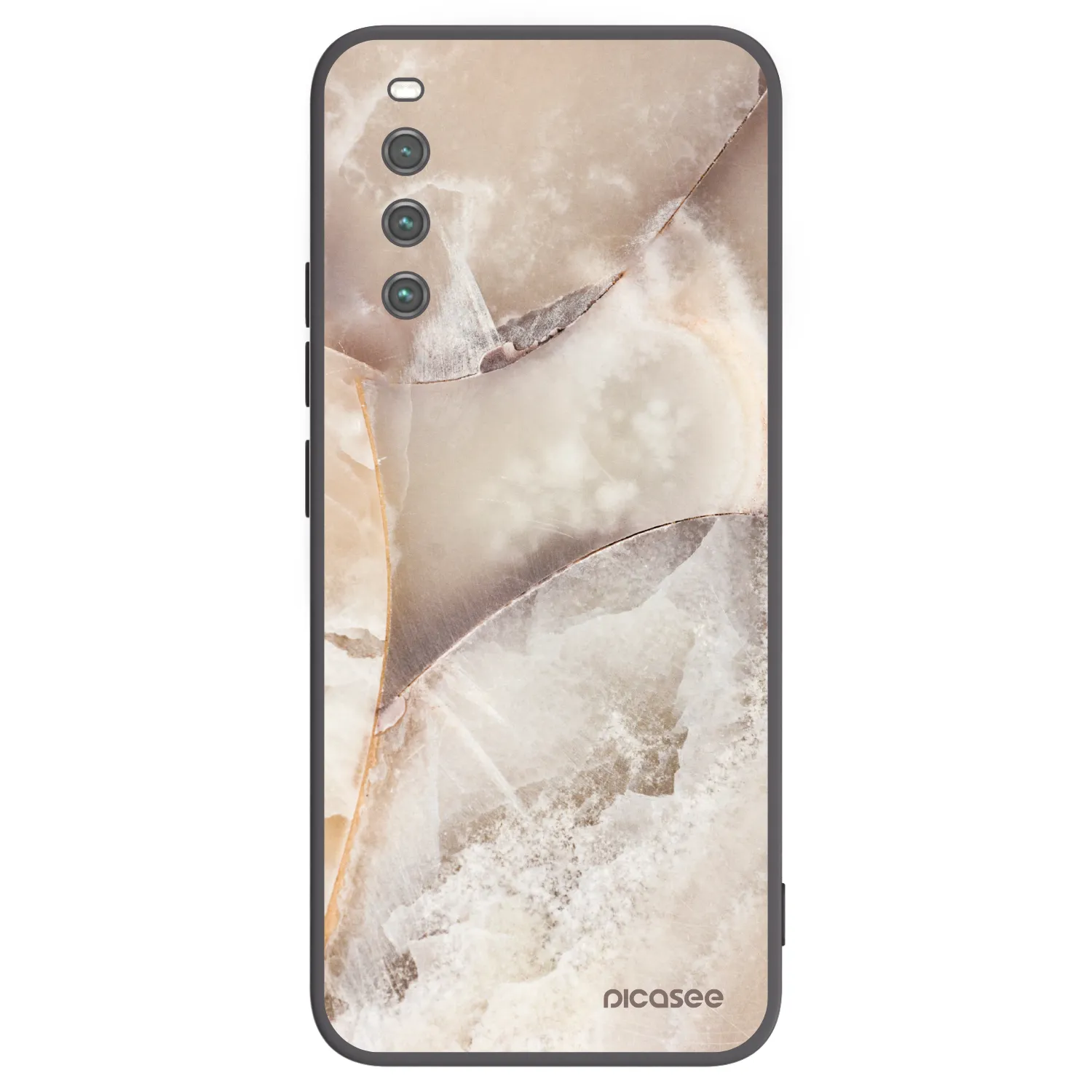 Picasee Sony Xperia 10 IV 5G Hülle - Schwarzes Silikon - Cream marble