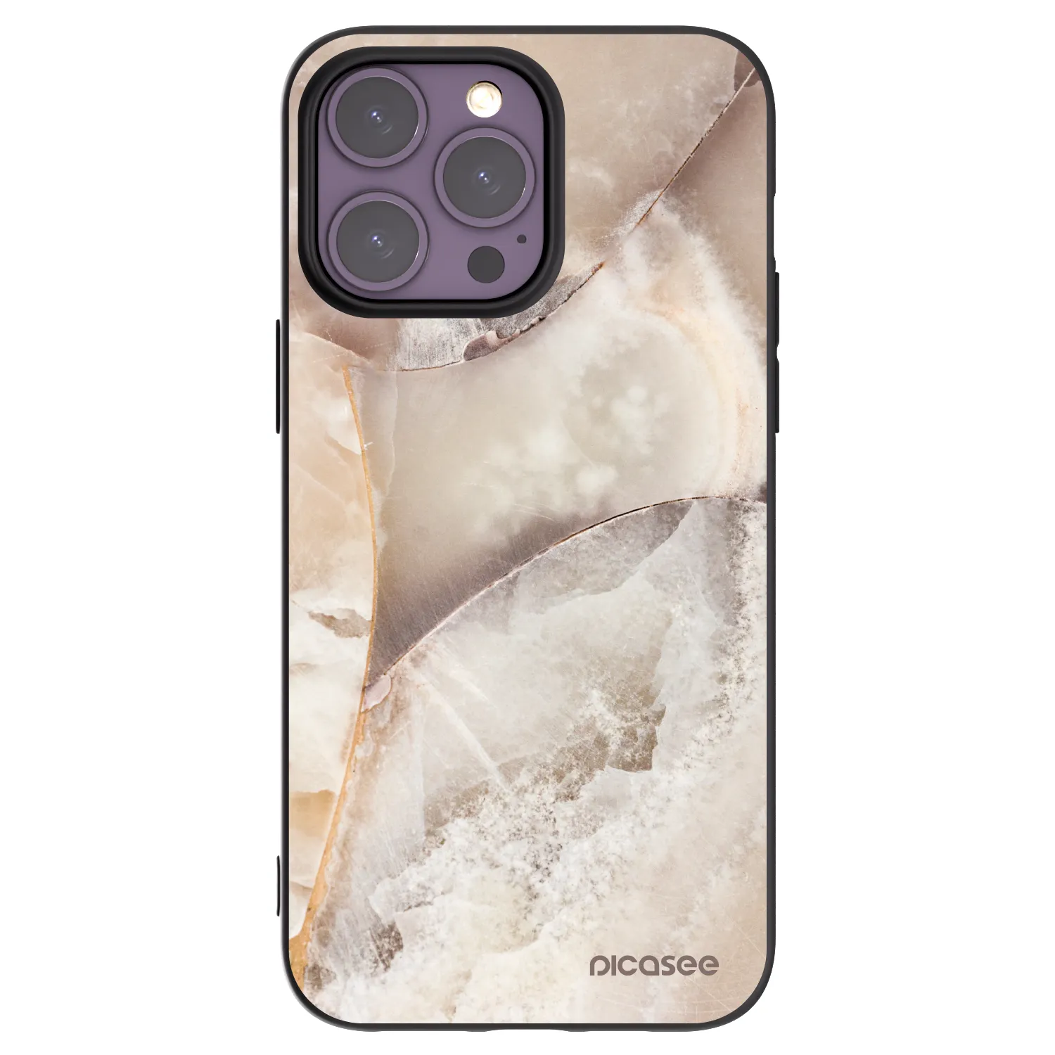Picasee Apple iPhone 14 Pro Max Hülle - Schwarzes Silikon - Cream marble