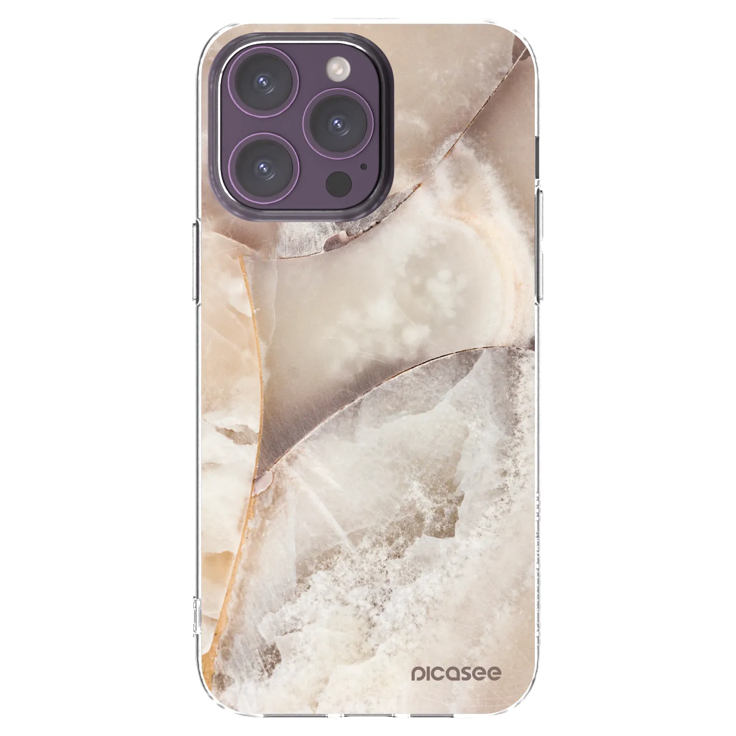 Picasee Apple iPhone 14 Pro Max Hülle - Transparentes Silikon - Cream marble