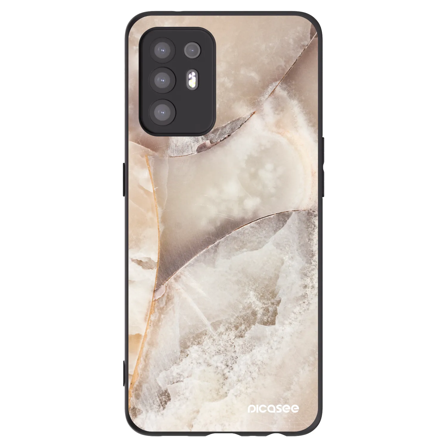 Picasee OPPO A94 5G Hülle - Schwarzes Silikon - Cream marble