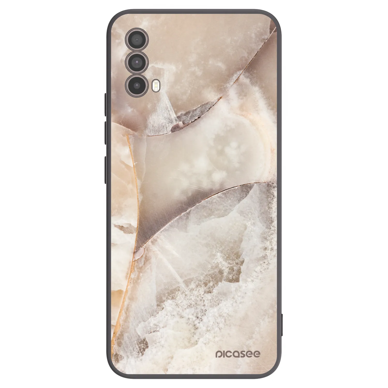Picasee Motorola Moto E40 Hülle - Schwarzes Silikon - Cream marble