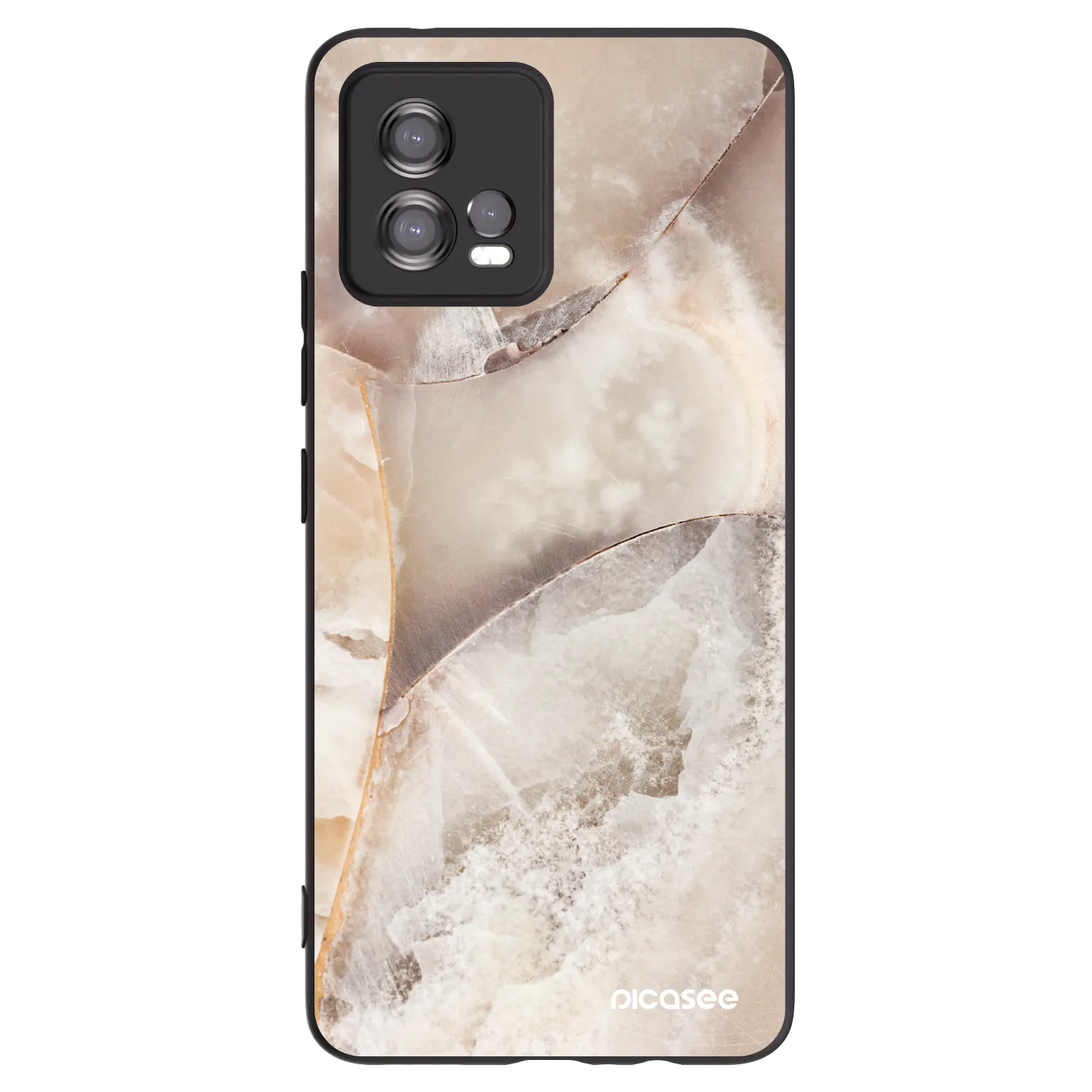 Picasee Motorola Moto G72 Hülle - Schwarzes Silikon - Cream marble
