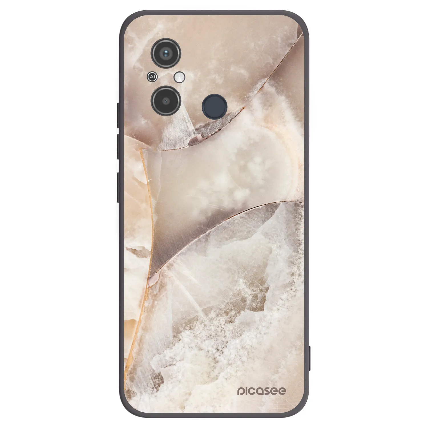 Picasee Xiaomi Redmi 12C Hülle - Schwarzes Silikon - Cream marble
