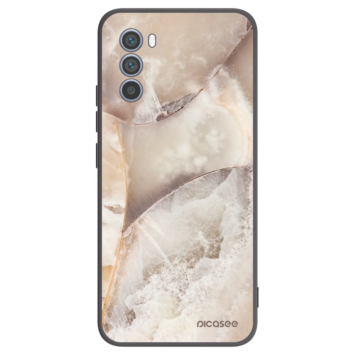 Picasee Motorola Moto G62 Hülle - Schwarzes Silikon - Cream marble