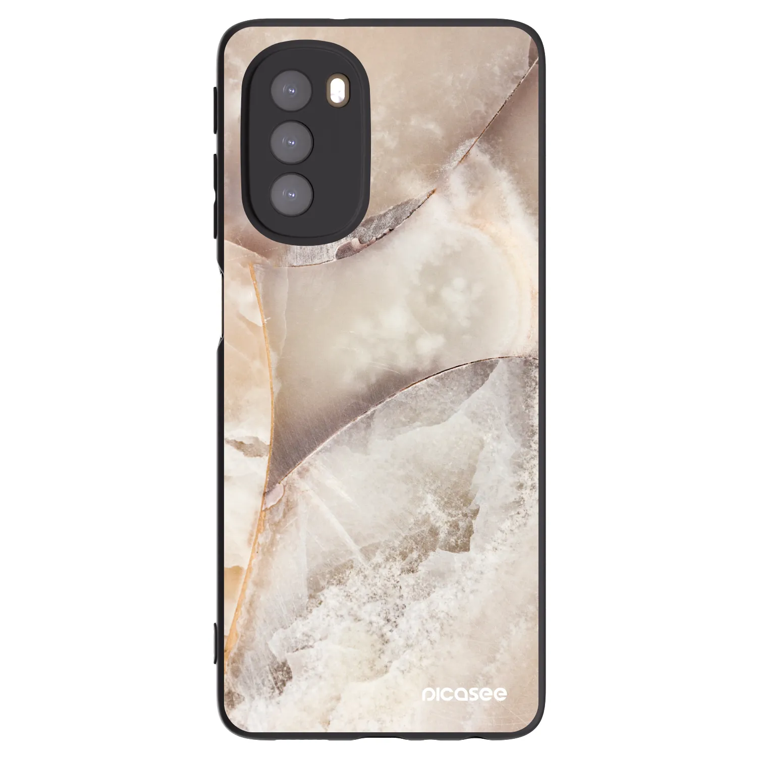 Picasee Motorola Moto G51 Hülle - Schwarzes Silikon - Cream marble