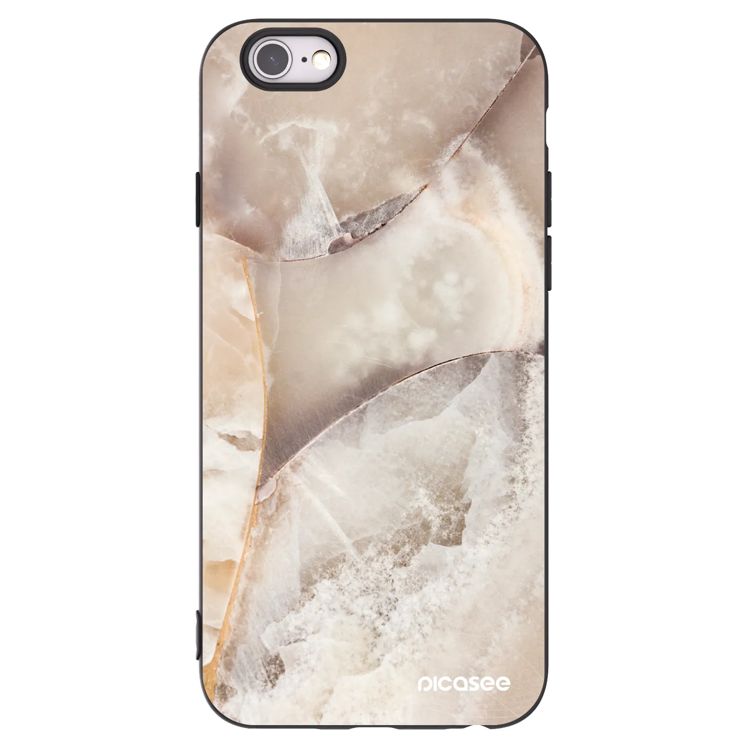 Picasee Apple iPhone 6/6S Hülle - Schwarzes Silikon - Cream marble