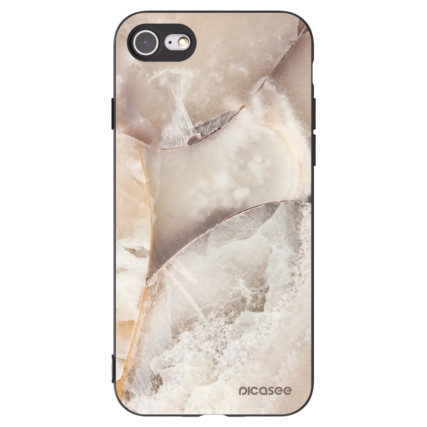 Picasee Apple iPhone 7 Hülle - Schwarzes Silikon - Cream marble