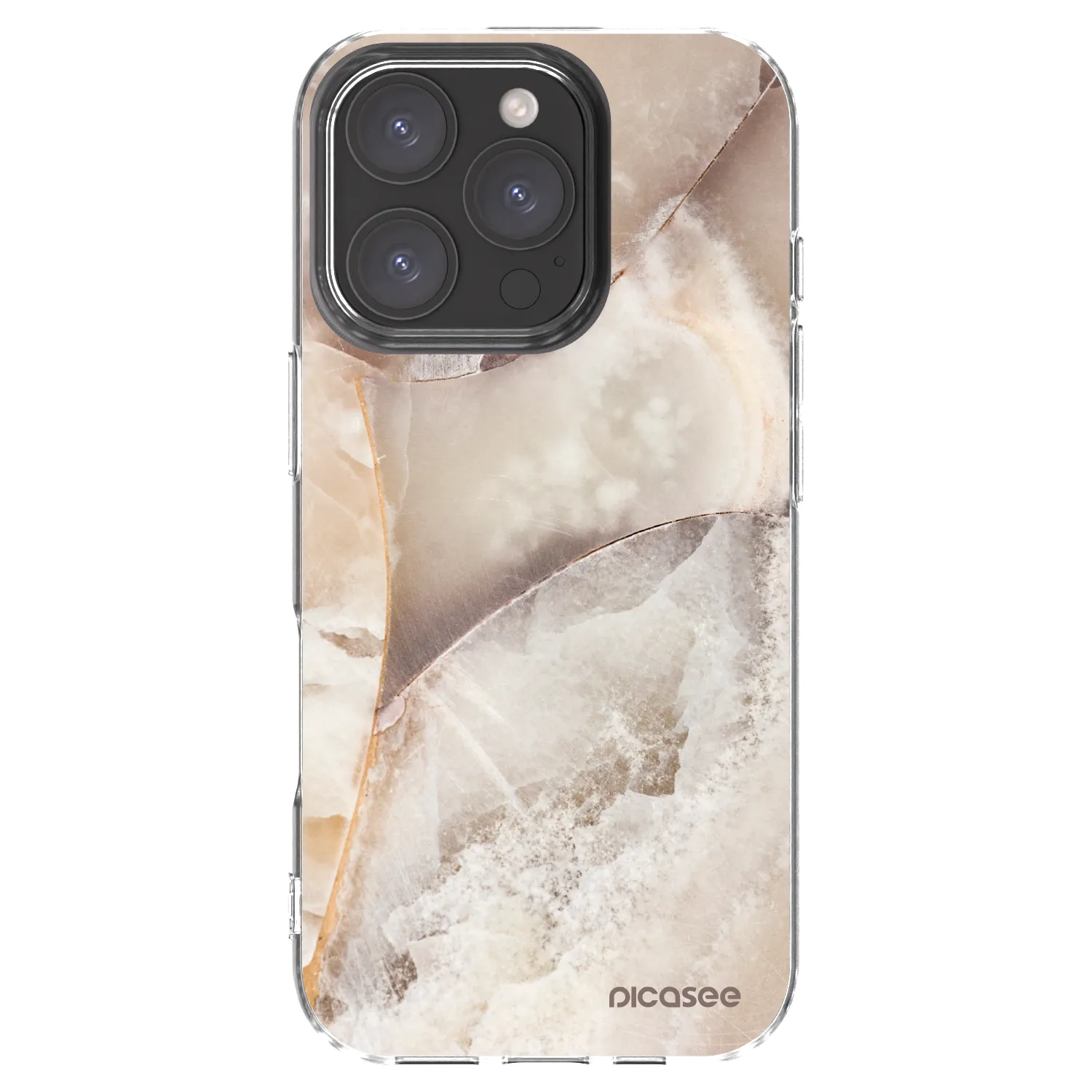Picasee Apple iPhone 16 Pro Hülle - Transparentes Silikon - Cream marble