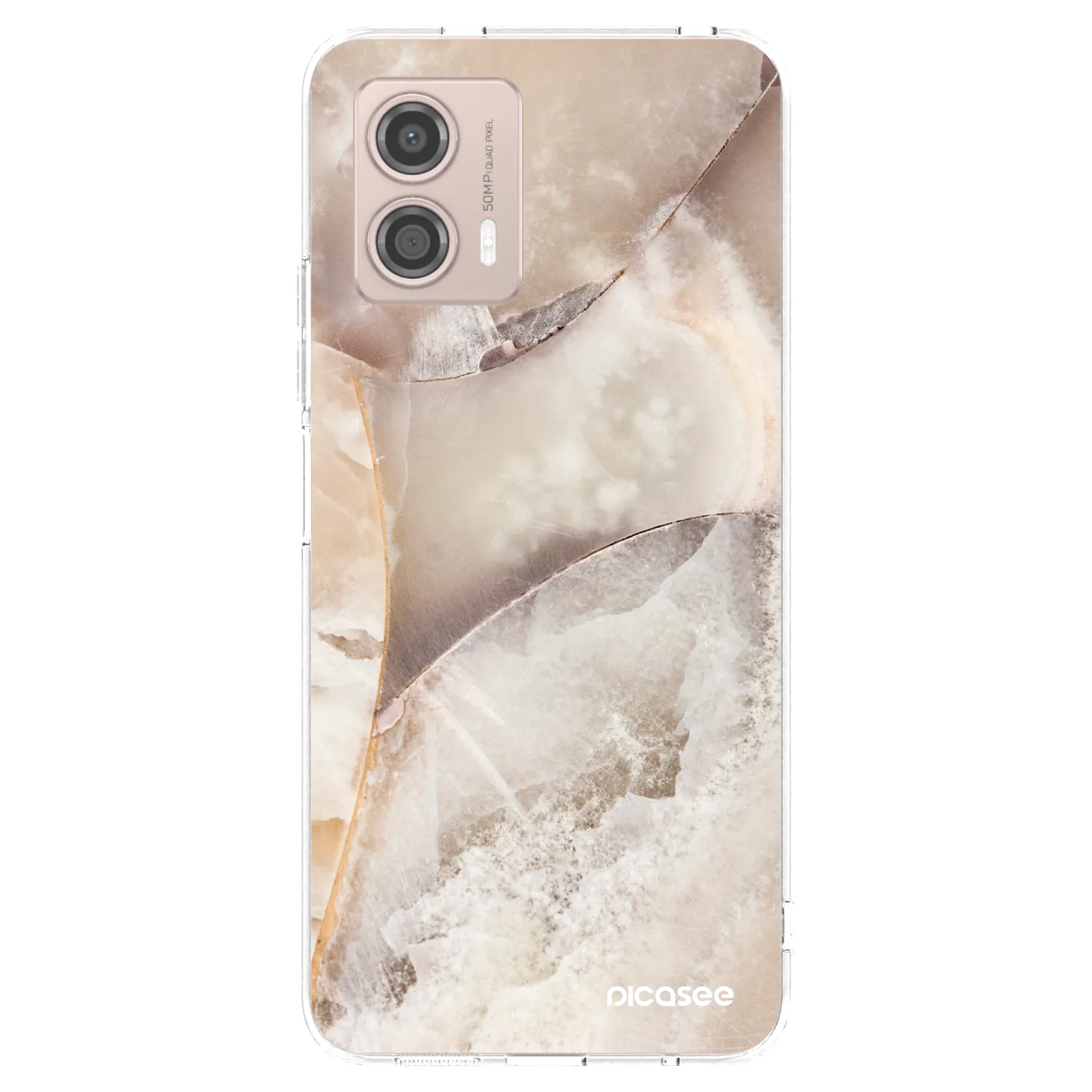 Picasee Motorola Moto G53 5G Hülle - Transparentes Silikon - Cream marble
