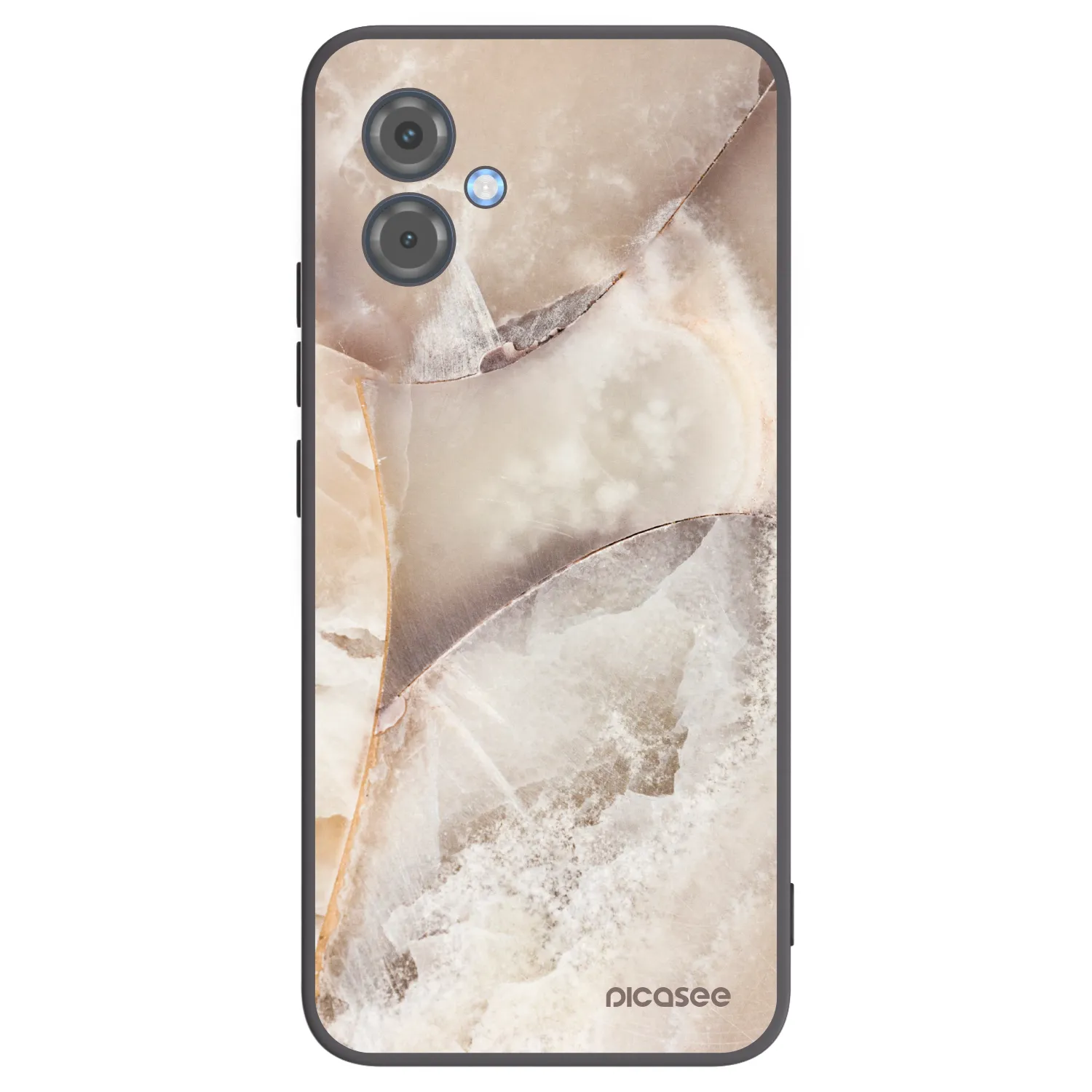 Picasee Motorola Moto G14 Hülle - Schwarzes Silikon - Cream marble