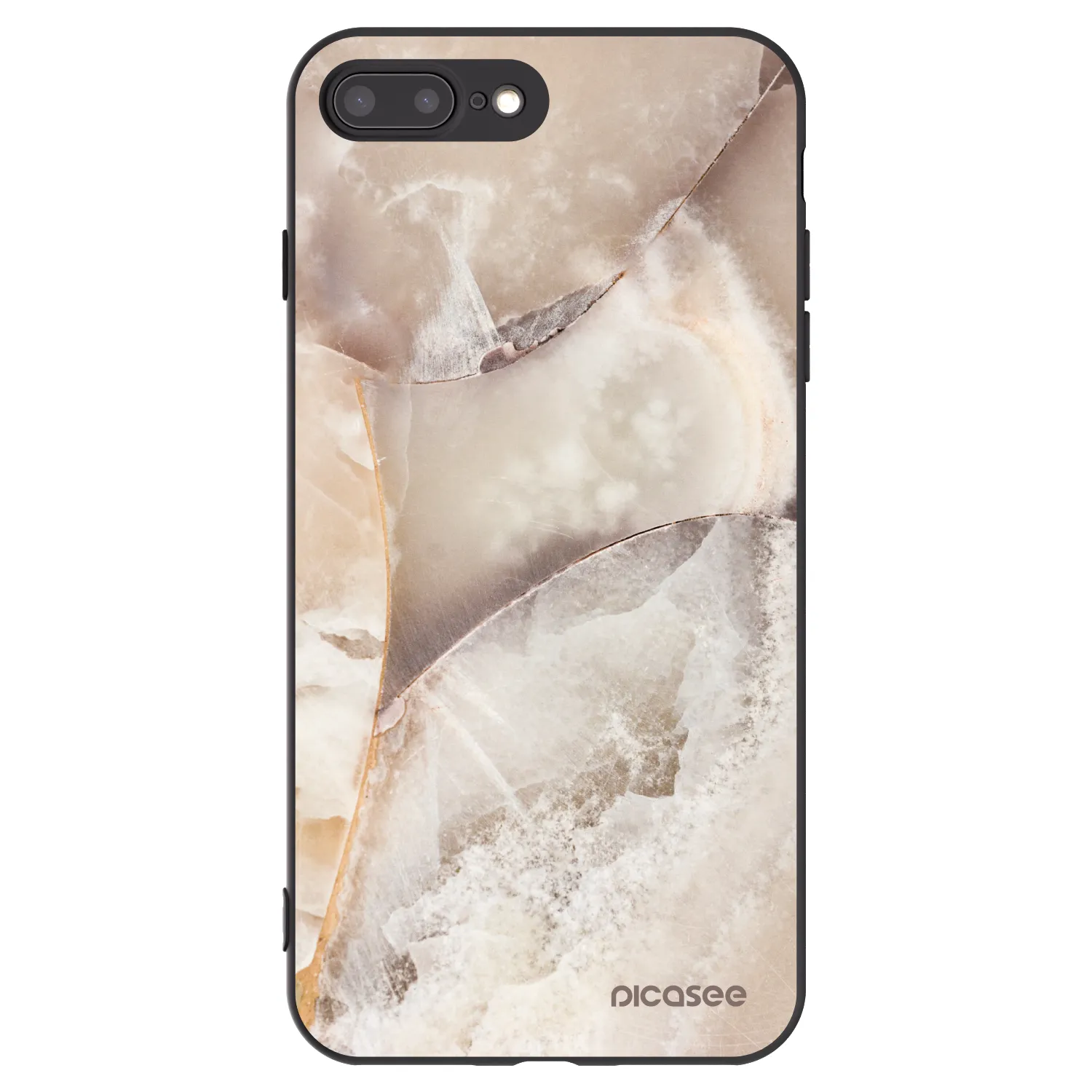 Picasee Apple iPhone 8 Plus Hülle - Schwarzes Silikon - Cream marble