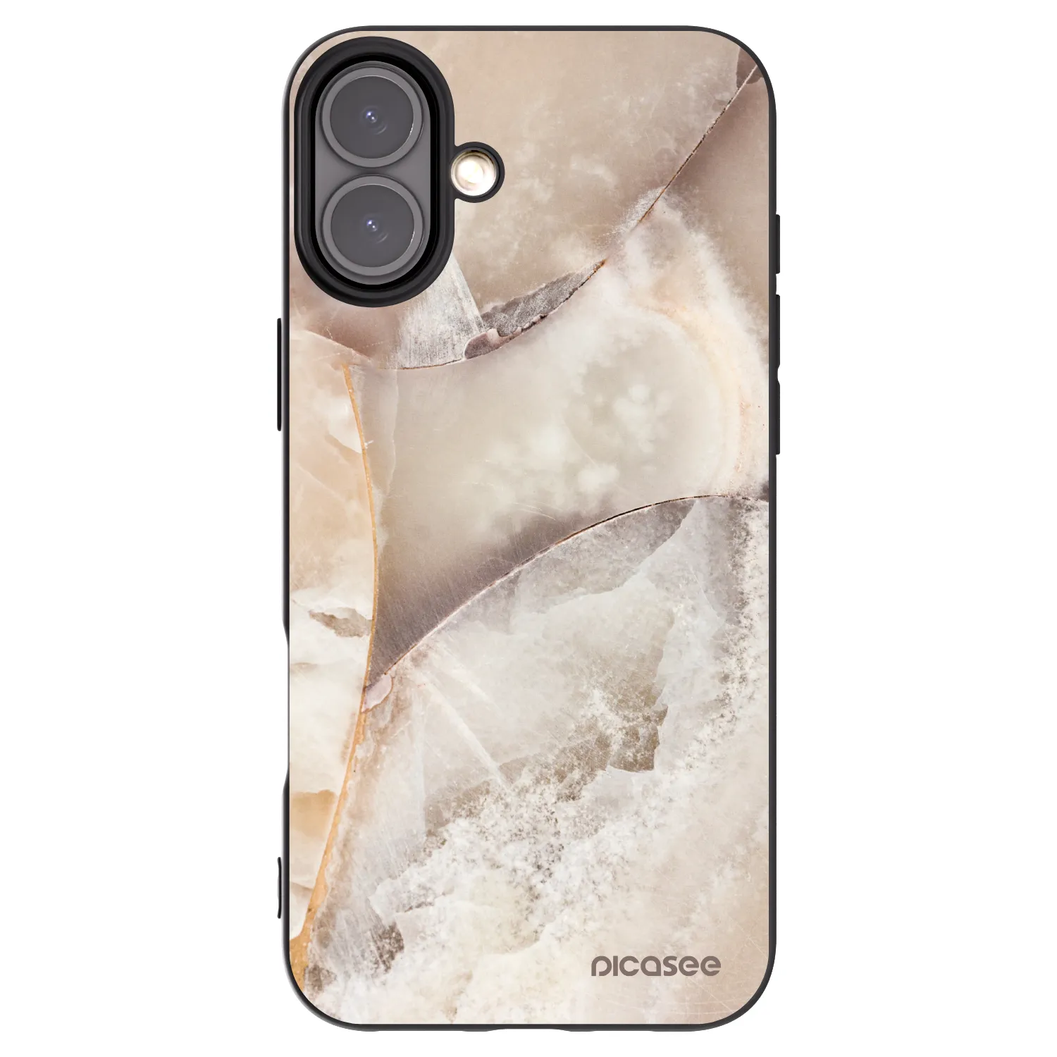 Picasee Apple iPhone 16 Plus Hülle - Schwarzes Silikon - Cream marble