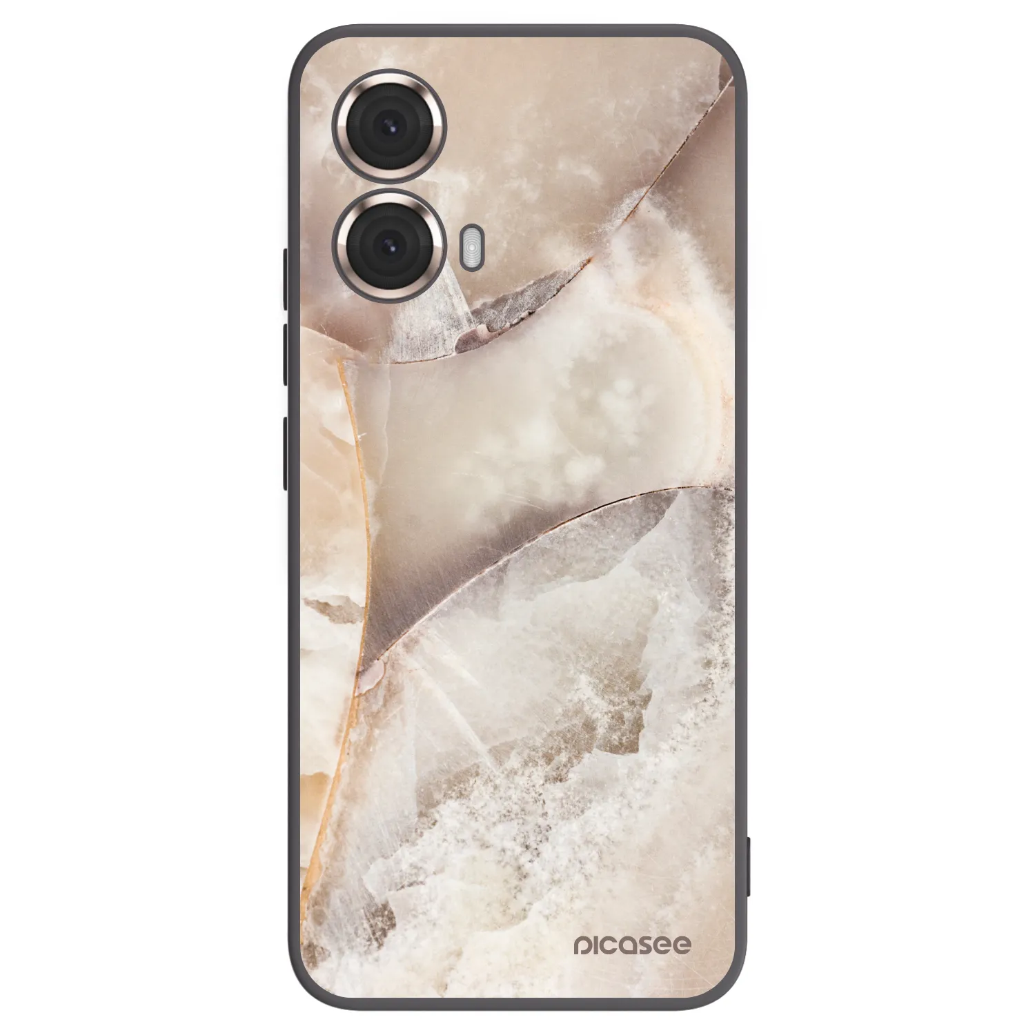 Picasee Motorola Moto G85 Hülle - Schwarzes Silikon - Cream marble