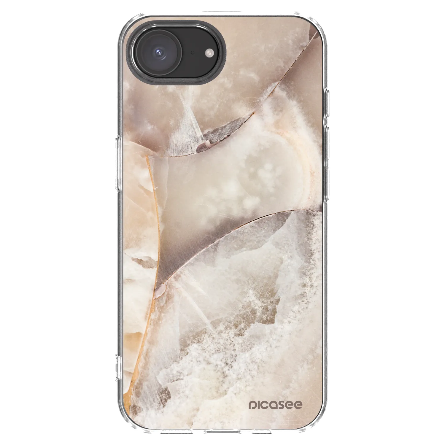 Picasee Apple iPhone 16e Hülle - Transparentes Silikon - Cream marble