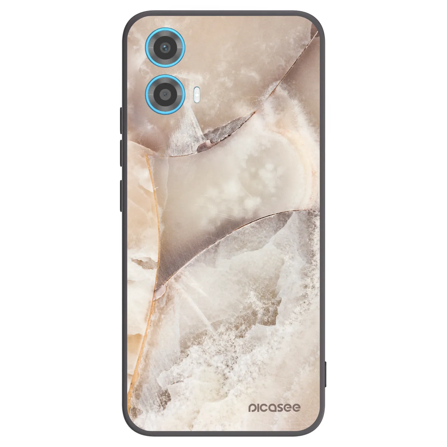 Picasee Motorola Moto G34 5G Hülle - Schwarzes Silikon - Cream marble