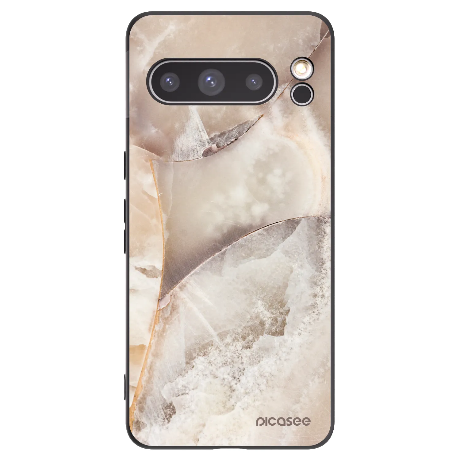 Picasee Google Pixel 8 Pro Hülle - Schwarzes Silikon - Cream marble