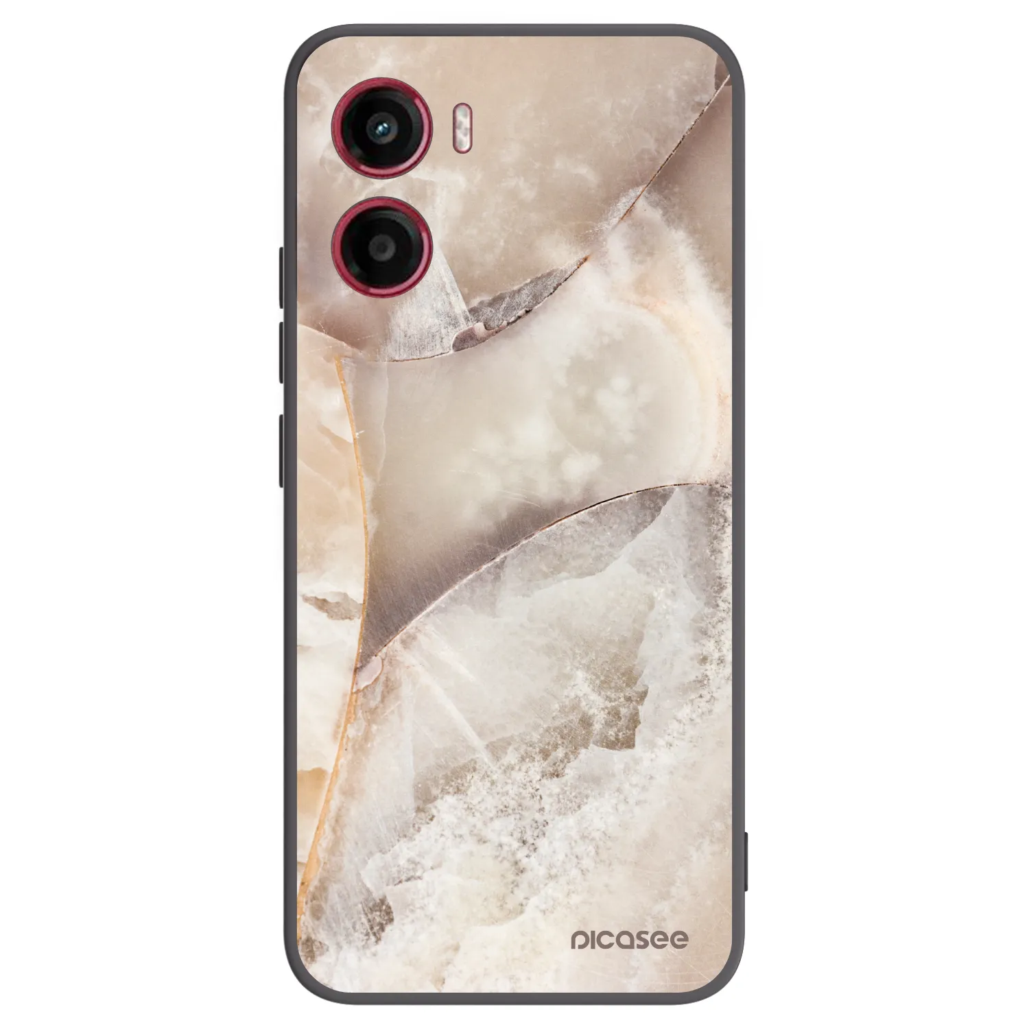Picasee Motorola Moto G05 Hülle - Schwarzes Silikon - Cream marble