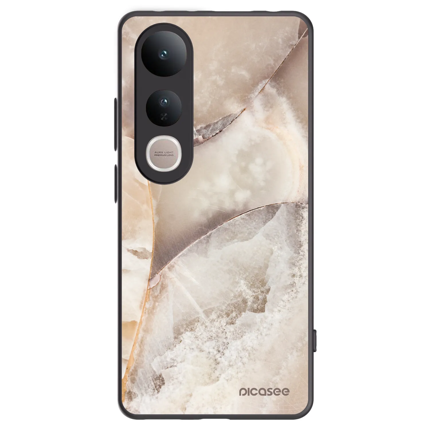 Picasee Vivo V50 Lite 5G Hülle - Schwarzes Silikon - Cream marble