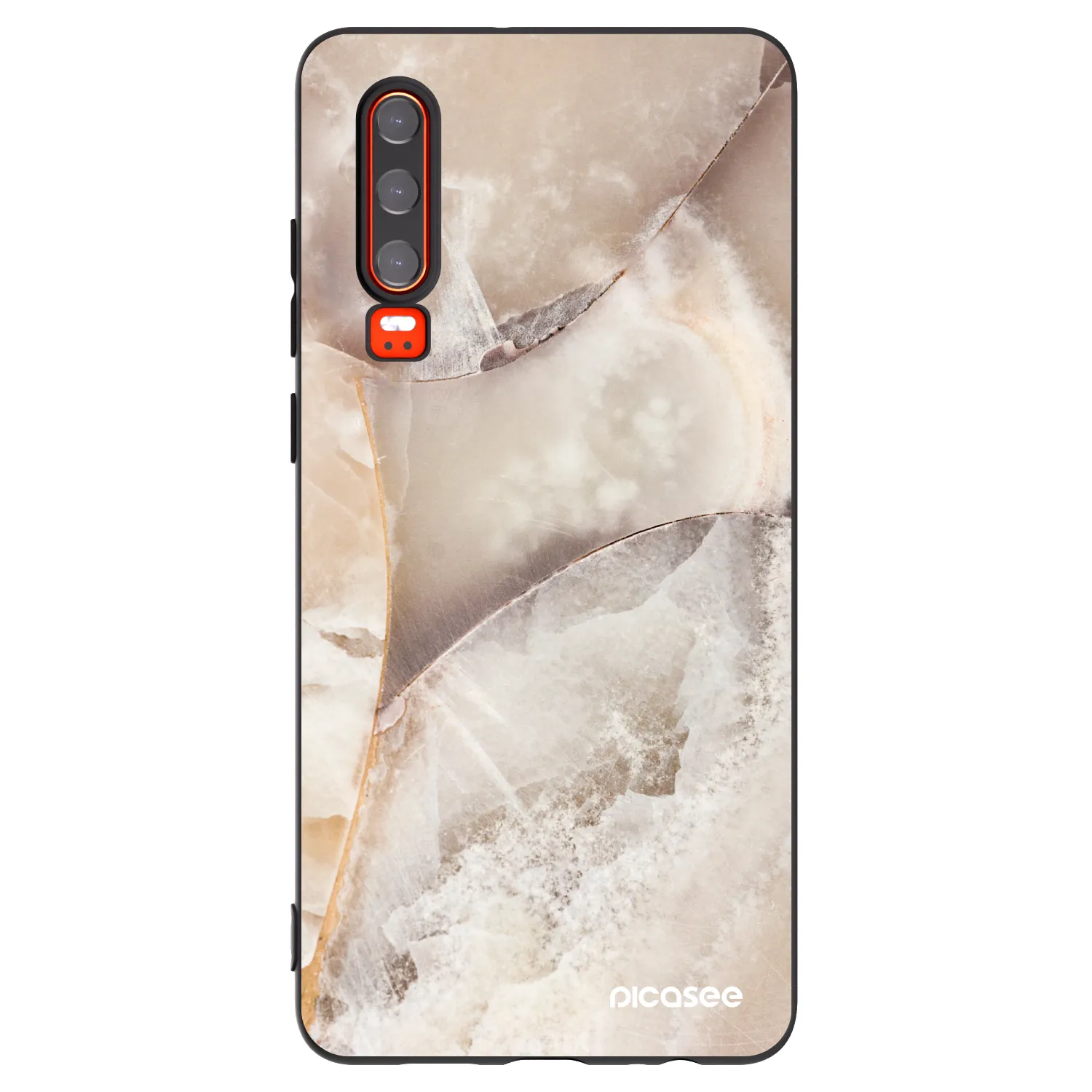 Picasee Huawei P30 Hülle - Schwarzes Silikon - Cream marble