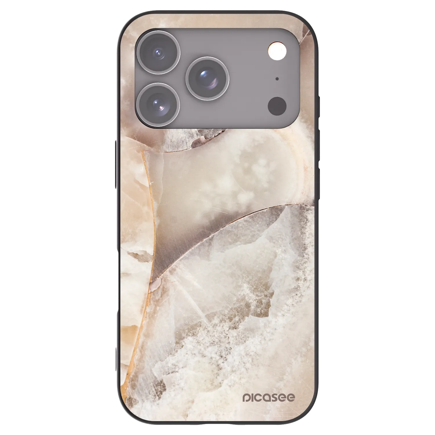 Picasee Apple iPhone 17 Pro Hülle - Schwarzes Silikon - Cream marble